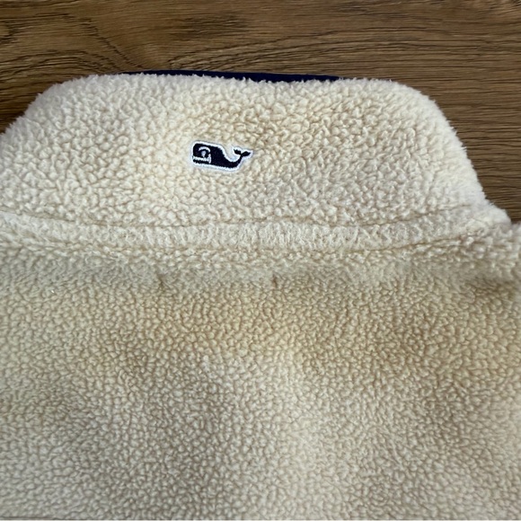 Vineyard Vines Girls Sherpa Fleece Pullover Size 10/12 Quarter Snap Whale Logo - Picture 6 of 10